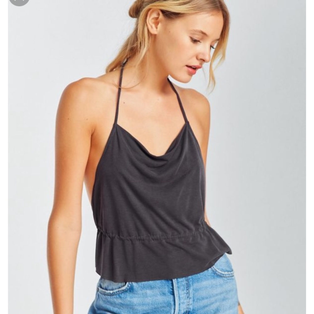 Gray Openback Halter Top